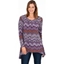 Picture of Hanky Hem Long Sleeve Printed Jersey Top - PURPLE/ORANGE - S