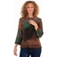 Picture of Knitted Three Quarter Length Sleeve Top - GREEN/ORANGE