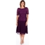 Picture of Lace And Mesh Short Sleeve Midi Dress - PURPLE