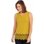 Picture of Lace Trim Sleeveless Jersey Top - GOLDEN OLIVE - L