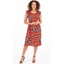 Picture of Leaf Printed Pleat Dress - RED - S