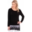 Picture of Longline Long Sleeve Lace Trim Jersey Top - BLACK - XL