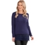 Picture of Longline Long Sleeve Lace Trim Jersey Top - NAVY - M
