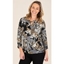 Picture of Multi Print Animal Print Blouse - BLACK/BROWN - XL