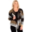 Picture of Open Front Knitted Cardigan - BLACK/CAMEL - XXL