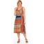 Picture of Panel Printed Crinkle V Neck Dress - BLUE/ORANGE - 12
