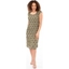 Picture of Pleated Print Round Neck Dress - OLIVE/LIME - S