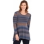 Picture of Printed Hanky Hem Long Sleeve Top - BLUE/BROWN - XL
