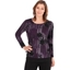 Picture of Printed Knit And Georgette Trim Top - BLACK/PURPLE - M