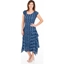 Picture of Printed Pleat Dip Hem Midi Dress - FRENCH BLUE/CERISE - XL