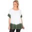 Picture of Short Split Sleeve Dip Dye Top - KHAKI/WHITE