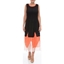 Picture of Sleeveless Colour Block Pleated Maxi Dress - BLACK/PAPAYA
