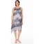 Picture of Sleeveless Mottled Printed Chiffon Layered Dress - GREY