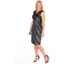 Picture of Sleeveless Ombre Stripe Shimmer Velour Dress - BLACK/SILVER