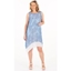 Picture of Sleeveless Printed Chiffon Layered Dress - BLUE - 14