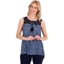 Picture of Sleeveless Printed Crochet Trim Top - BLUE - 18