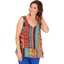 Picture of Sleeveless Printed Panel Top - BLUE/ORANGE