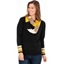 Picture of Stripe Cuff Knitted Top With Scarf - BLACK/OCHRE