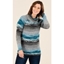 Picture of Stripe Polar Neck Jumper - GREY/TEAL - M