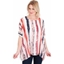 Picture of Stripe Print Layer Top - WHITE/CORAL/BLUE