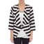 Picture of Stripe Three Quarter Sleeve Waterfall Jacket - BLACK/WHITE - 12