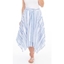 Picture of Striped Hanky Hem Cotton Midi Skirt - BLUE/WHITE - 12
