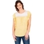 Picture of Striped Lace Trim Short Sleeve Top USTARD/WHITE