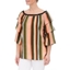 Picture of Striped Layered Sleeve Top - KHAKI/ORANGE - 20