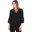 Picture of Three Quarter Sleeve Eyelet Trim Top - BLACK