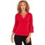 Picture of Three Quarter Sleeve Eyelet Trim Top - RED - S