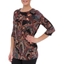 Picture of Three Quarter Sleeve Paisley Top With Hip Detail - BLACK/MULTI