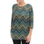 Picture of Three Quarter Sleeve Ruched Tunic - BLACK/LIME/TEAL