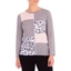 Picture of Anna Rose Embellished Panelled Jersey Top - GREY MARL/DUSTY PINKS - S