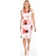 Picture of Floral Print Cap Sleeve Scuba Dress - RED/IVORY - 20