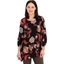 Picture of Printed Asymmetric Long Sleeve Tunic - BLACK/RED - L