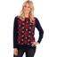 Picture of Printed Long Sleeve Pleat Hem Top CARLET/NAVY