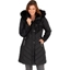 Picture of Flocked Faux Fur Trimmed Coat - BLACK