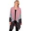 Picture of Colour Block Lightweight Knitted Cardigan - GREY/DUSKY PINK