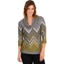 Picture of Zig Zag Cowl Neck Knit Top - LIME/GREY - M