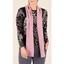 Picture of Anna Rose Printed Brushed Top With Scarf - BLACK/DUSTY PINK/GREY - L