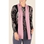 Picture of Anna Rose Printed Brushed Top With Scarf - BLACK/DUSTY PINK/GREY - XL