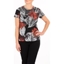 Picture of Anna Rose Textured Leaf Print Top - BLACK/CORAL - XXL