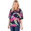 Picture of Bold Floral Print Jersey Top - NAVY/PINK