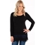 Picture of Longline Long Sleeve Lace Trim Jersey Top - BLACK - M
