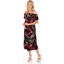 Picture of Floral Printed Stretch Midi Dress - BLACK/PINK