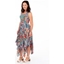 Picture of Printed Hanky Hem Maxi Dress - TOMATO/AQUA