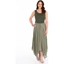 Picture of Sleeveless Hanky Hem Maxi Dress - KHAKI/WHITE