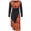 Picture of Long Sleeve Pleated Midi Dress - BLACK/ORANGE