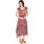 Picture of Dip Hem Pleated Print Maxi Dress - BLUE/CORAL - XL