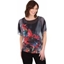 Picture of Embellished Floral Print Top - BLACK/WHITE/RED - XL